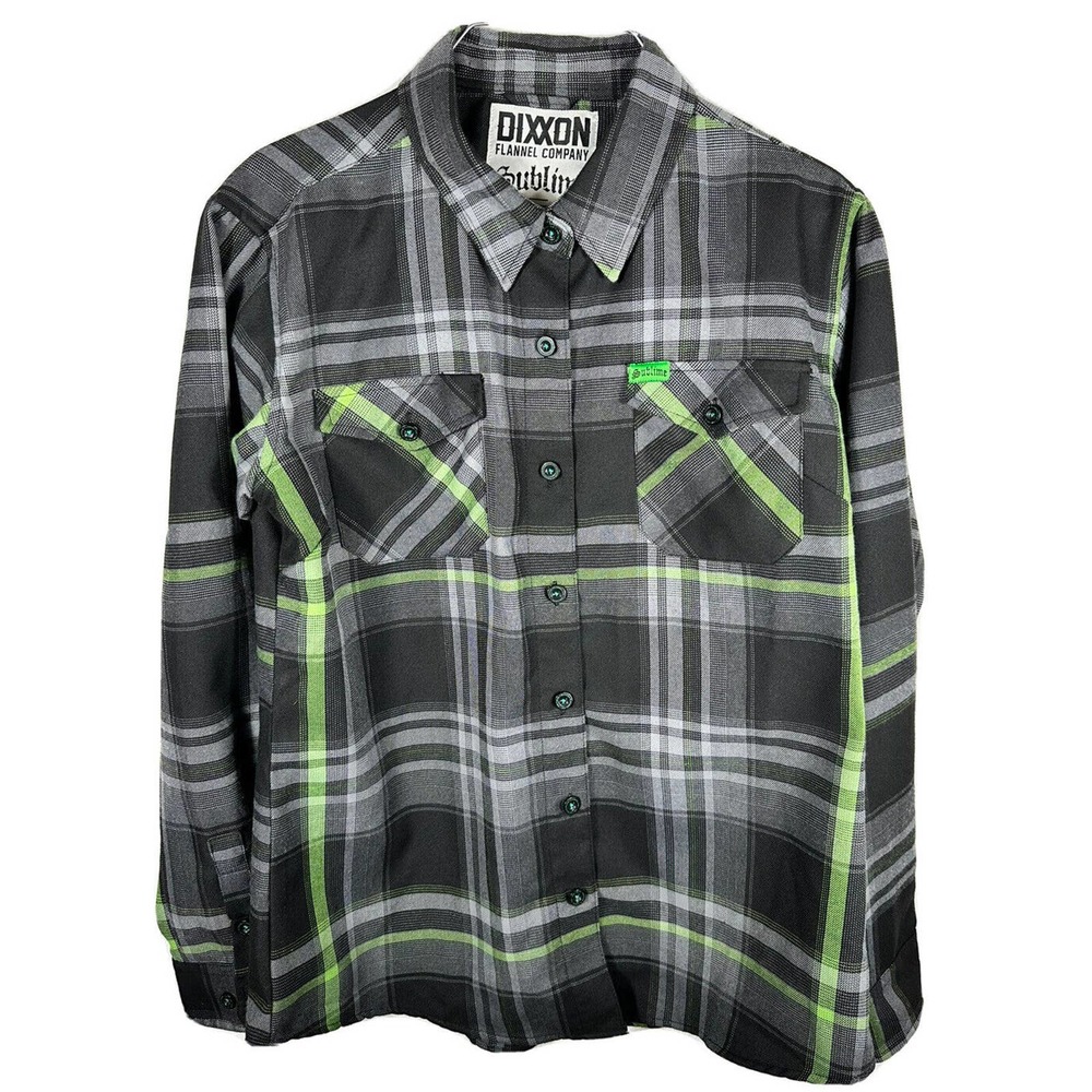 Dixxon Flannel SUBLIME LONG BEACH CA Women’s Long Sleeve Logo Buttons Plaid L